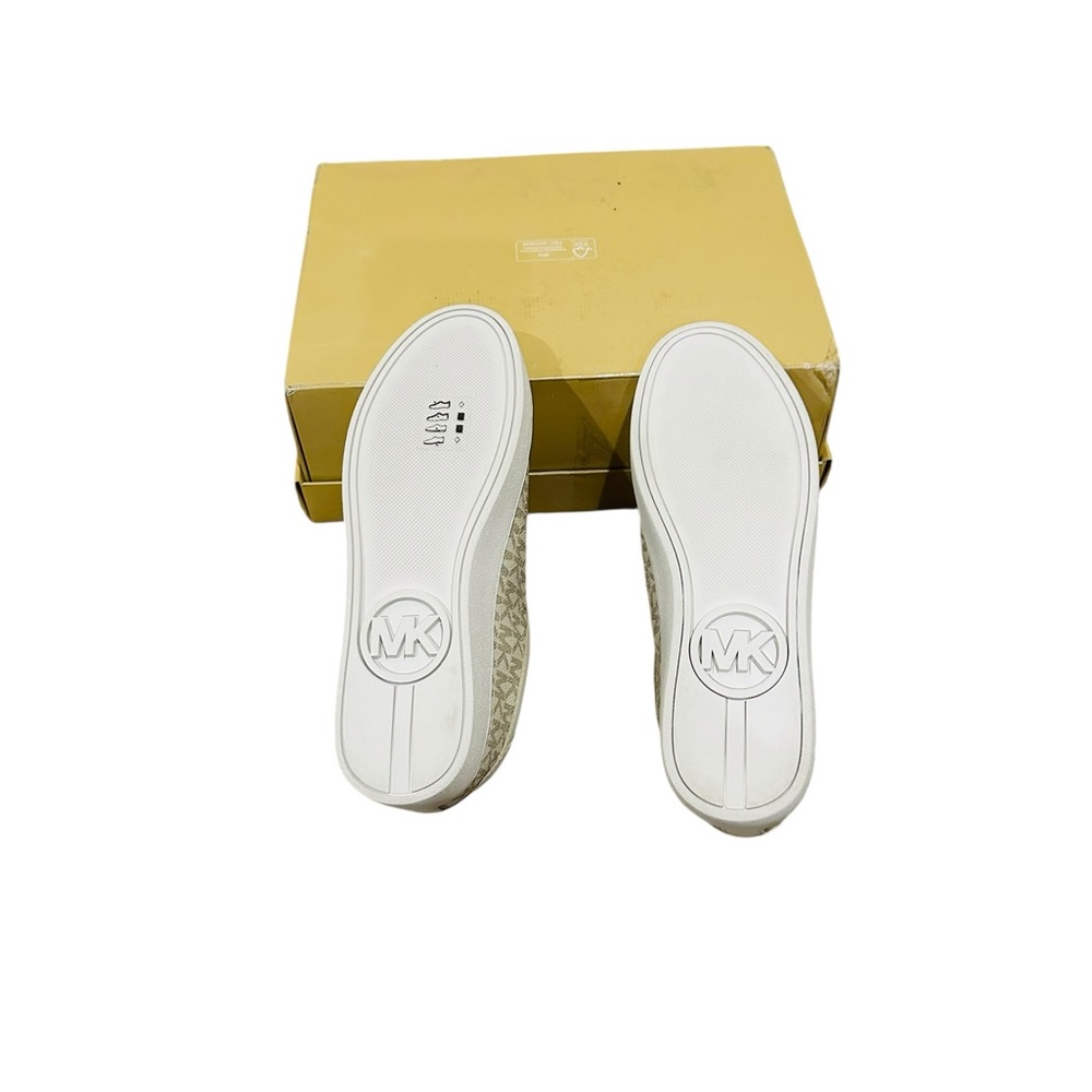 Michael Kors Keaton Zip Slip-On Sneaker Vanilla MK Logo Size 7M - Picture 7 of 10